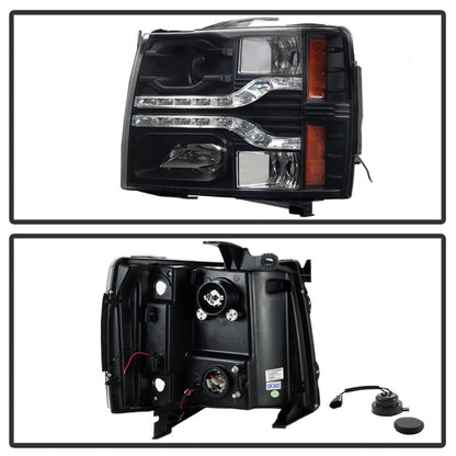 Spyder Chevy Silverado 1500 07-13 V2 Projector Headlights - LED DRL - Black PRO-YD-CS07V2-DRL-BK SPYDER