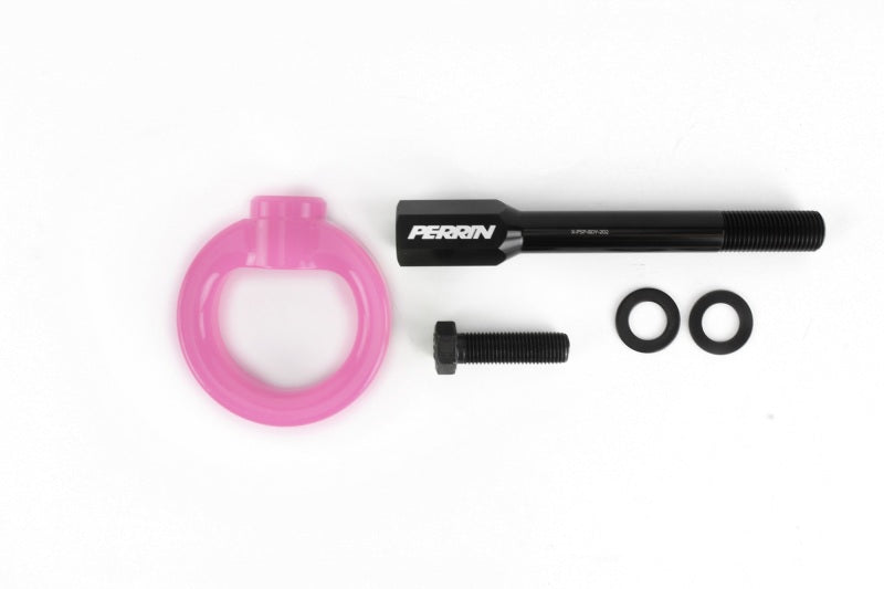 Perrin 02-07 Subaru WRX/STI Tow Hook Kit (Front) - Hyper Pink Perrin Performance