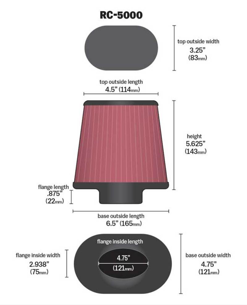 K&N Universal Chrome Filter GM TPI Custom - Oval Flange K&N Engineering