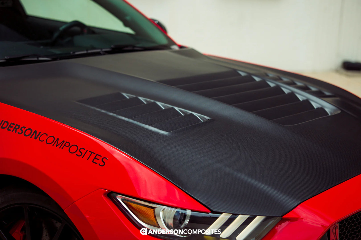 Anderson Composites 2015 - 2020 Shelby GY350 Dry Carbon Fiber Hood - AC-HD15FDMU350-CR-DRY