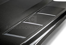 Load image into Gallery viewer, Anderson Composites 2015 - 2017 Mustang Double-Sided Carbon Fiber Heat Extractor Hood - AC-HD15FDMU-SA-DS