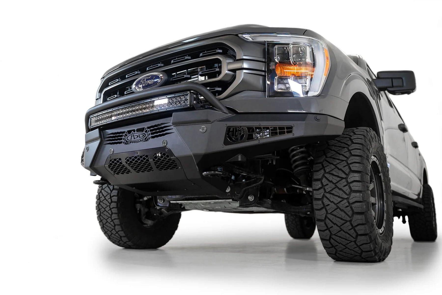 Addictive Desert Designs 2021-2023 Ford F-150 Honeybadger Front Bumper W/ Top Hoop - F197431040103 Addictive Desert Designs