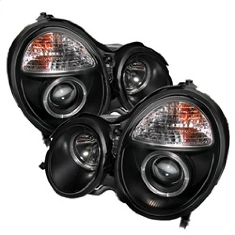 Spyder Mercedes Benz E-Class 00-02 Projector Headlights LED Halo Blk PRO-YD-MBW21099-HL-BK SPYDER