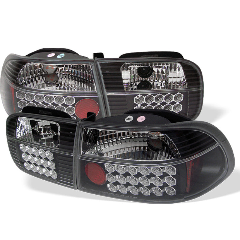 Spyder Honda Civic 92-95 3DR LED Tail Lights Black ALT-YD-HC92-3D-LED-BK SPYDER