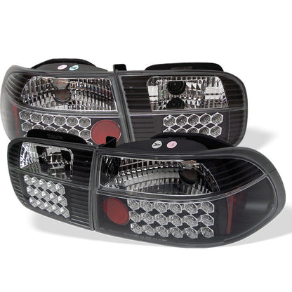 Spyder Honda Civic 92-95 3DR LED Tail Lights Black ALT-YD-HC92-3D-LED-BK SPYDER