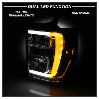 Spyder 08-10 Ford F-250 Ver 2 Proj Headlight - Switch Back Light Bar - Chrome - PRO-YD-FS08V2-SBLB-C SPYDER