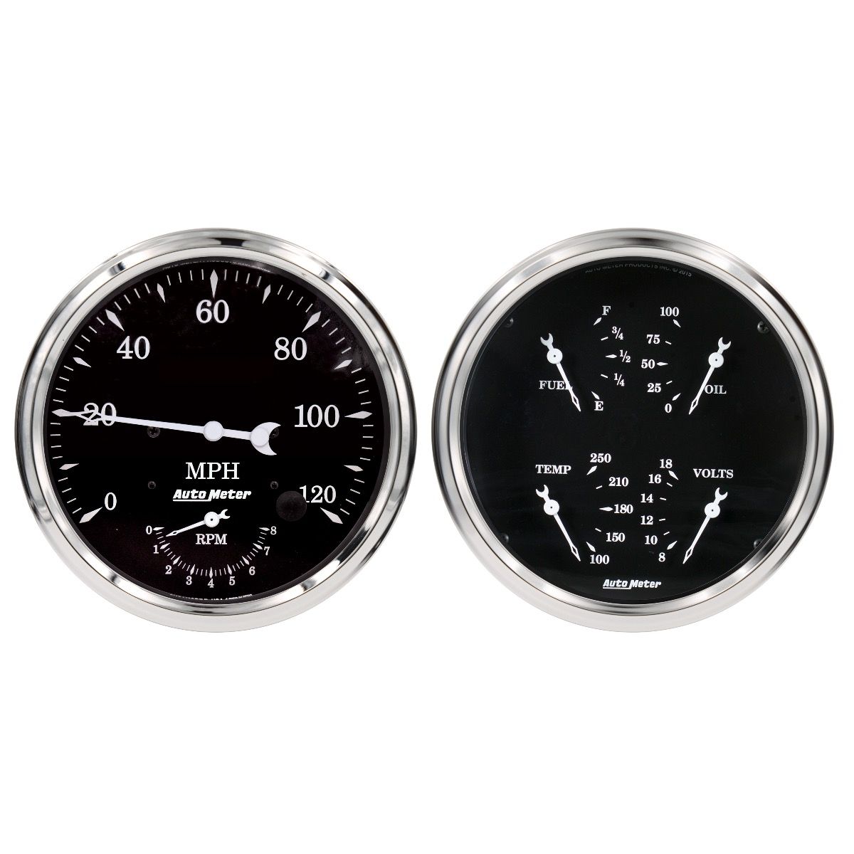 Auto Meter Old Tyme Black Quad & Tach/Speedo 5in. - 2 Pc.