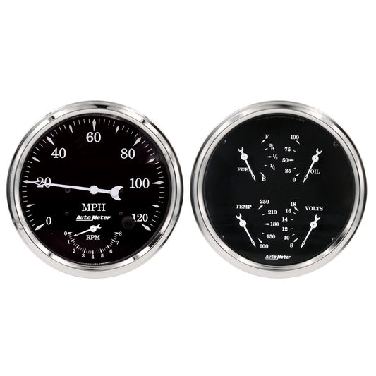 Auto Meter Old Tyme Black Quad & Tach/Speedo 5in. - 2 Pc. 1752
