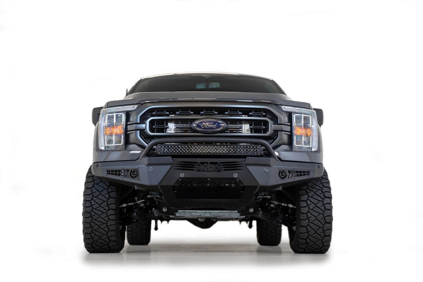 Addictive Desert Designs 2021-2023 Ford F-150 Honeybadger Front Bumper W/ Top Hoop - F197431040103 Addictive Desert Designs