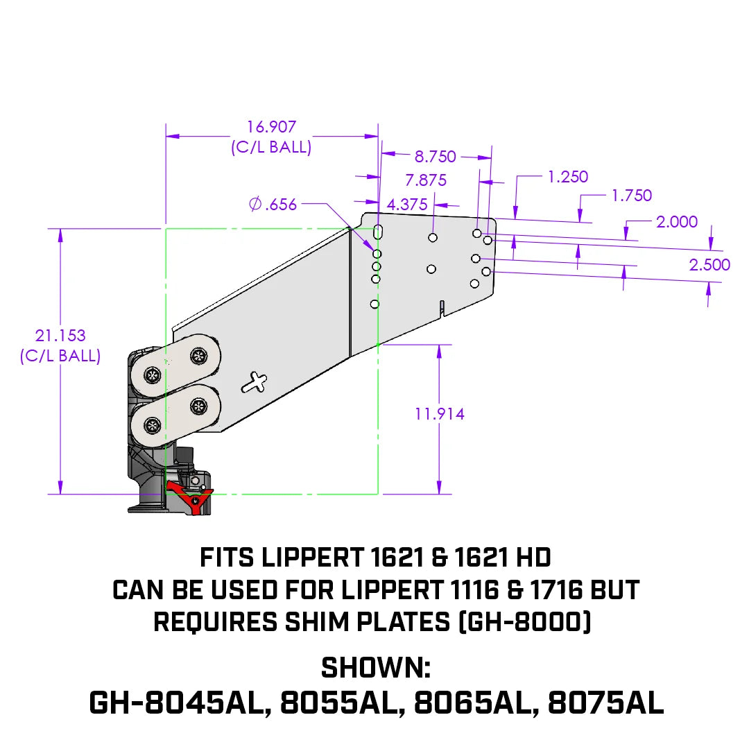 Gen-Y Executive Torsion-Flex SnapLatch Fifth Wheel to Gooseneck 2 5/16″ Coupler 4.5K pin weight for LCI 1621, 1621 HD, *1116, and *1716 Frames- GH-8055AL