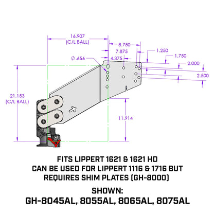 Gen-Y Executive Torsion-Flex SnapLatch Fifth Wheel to Gooseneck 2 5/16″ Coupler 4.5K pin weight for LCI 1621, 1621 HD, *1116, and *1716 Frames- GH-8055AL