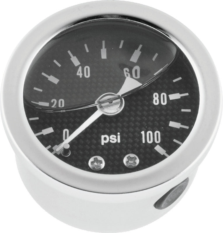 Bikers Choice 0-100 PSI Oil Pressure Gauge Carbon Face Stainless Bezel Liquid Filled Univ Custom - 496456