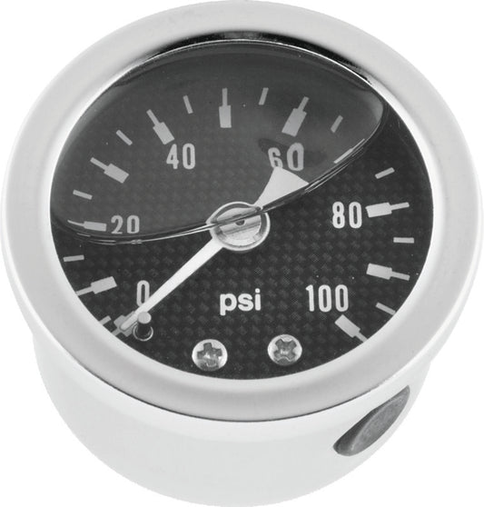 Bikers Choice 0-100 PSI Oil Pressure Gauge Carbon Face Stainless Bezel Liquid Filled Univ Custom - 496456