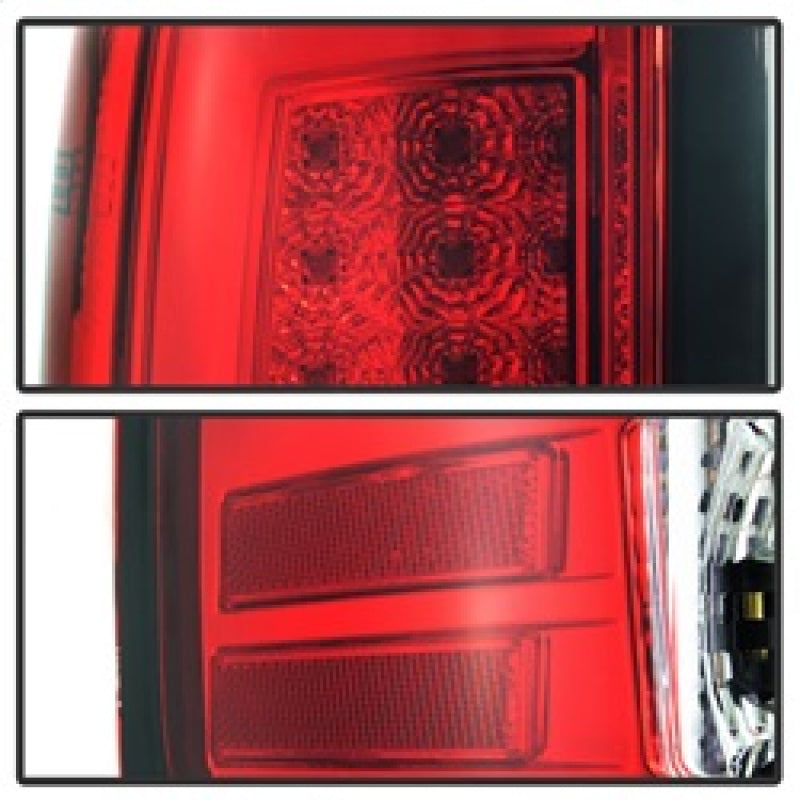 Spyder 07-13 GMC Sierra 1500 V2 Light Bar LED Tail Lights - Red Clear (ALT-YD-GS07V2-LBLED-RC) SPYDER