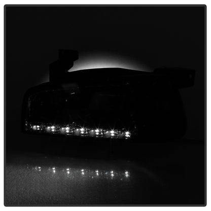 Xtune Dodge Charger 06-10 1Pc LED Crystal Headlights Smoke HD-ON-DCH05-1PC-LED-SM SPYDER