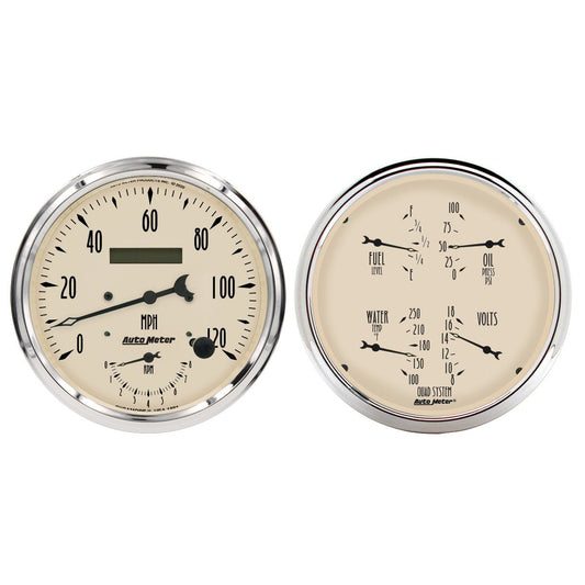 Autometer Antique Beige Quad & Tach/Speedo 5in. - 2 Pc. 1852