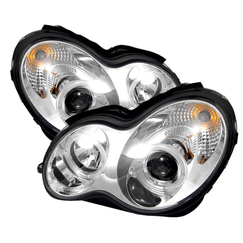 Spyder Mercedes Benz C-Class 01-05 4 DrProjector Headlights Halogen-LED Halo Chrm PRO-YD-MBW203-HL-C SPYDER