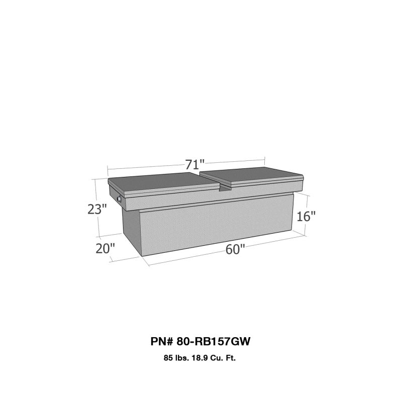 Westin/Brute Gull Wing Lid Full Size Xtra Deep - Aluminum