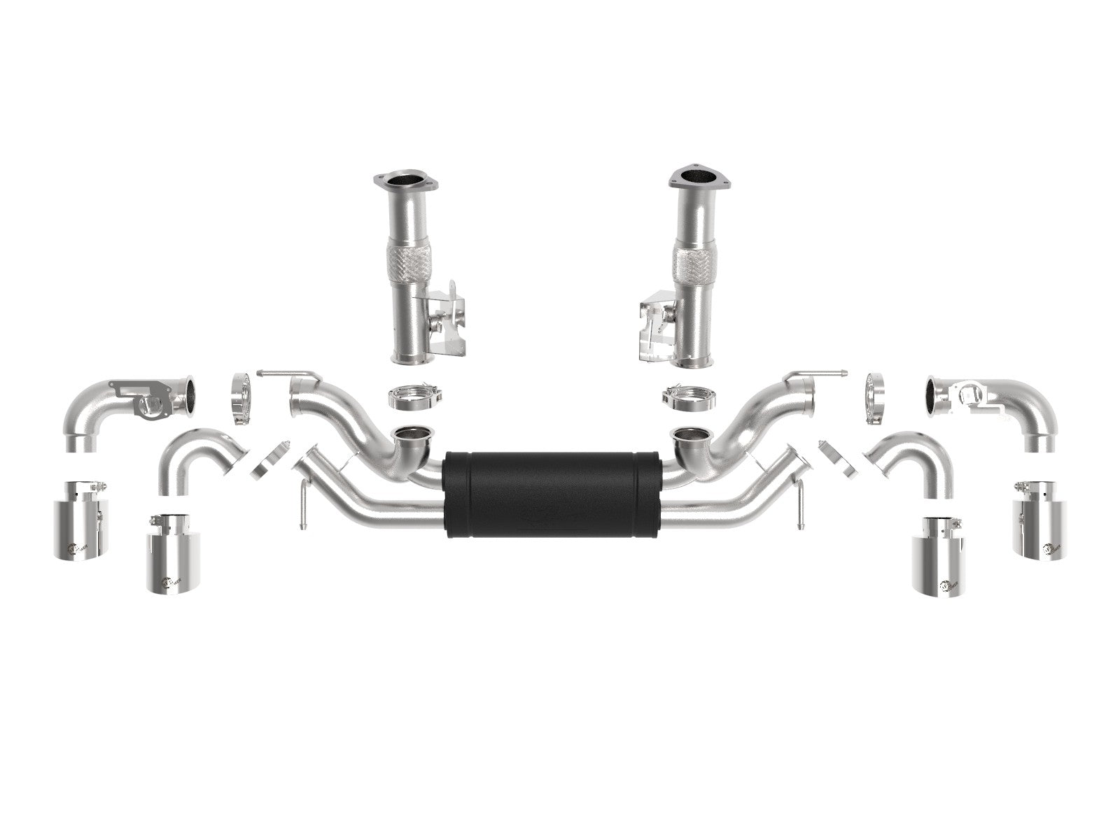 AFE 20-23 C8 Corvette MACH Force-Xp 304 Stainless Steel Cat-Back Exhaust w/ Muffler Polished (w/ NPP) - 49-34124-P aFe