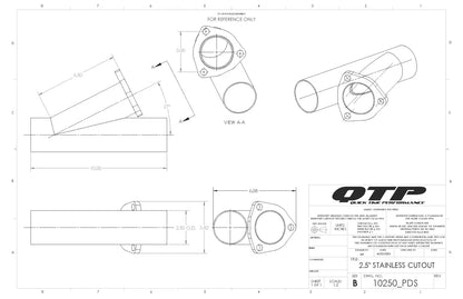 QTP 2.50 Inch Stainless Steel Exhaust Cutout (Universal) - 10250 QTP