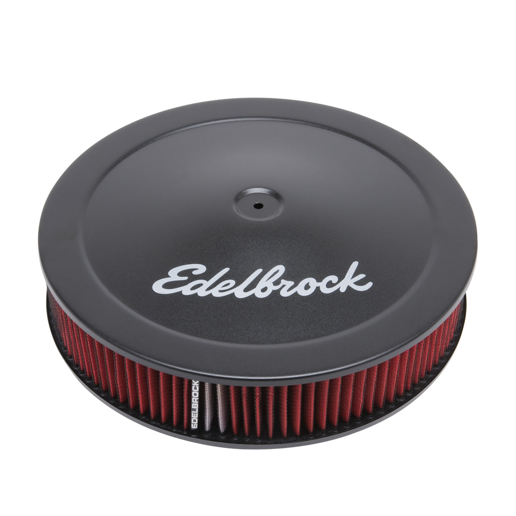 Edelbrock Pro-flo Black 14" Round Air Cleaner With 3" Cotton Element (Deep Flange) - 1225