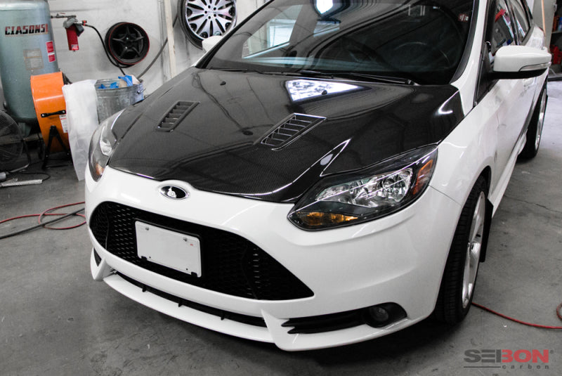 Seibon RS-style carbon fiber hood for 2012-2014 Ford Focus - HD1213FDFO-RS