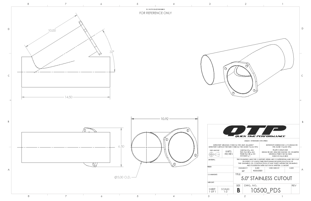 QTP 5.00 Inch Stainless Steel Exhaust Cutout (Universal) - 10500 QTP