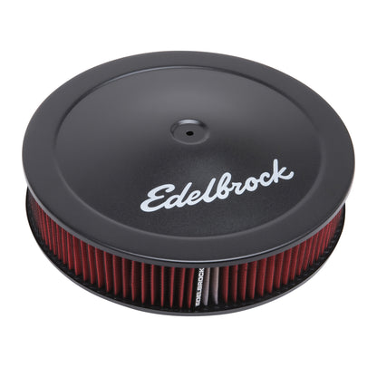 Edelbrock Pro-flo Black 14" Round Air Cleaner With 3" Cotton Element (Deep Flange) - 1225 Edelbrock