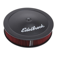 Edelbrock Pro-flo Black 14" Round Air Cleaner With 3" Cotton Element (Deep Flange) - 1225