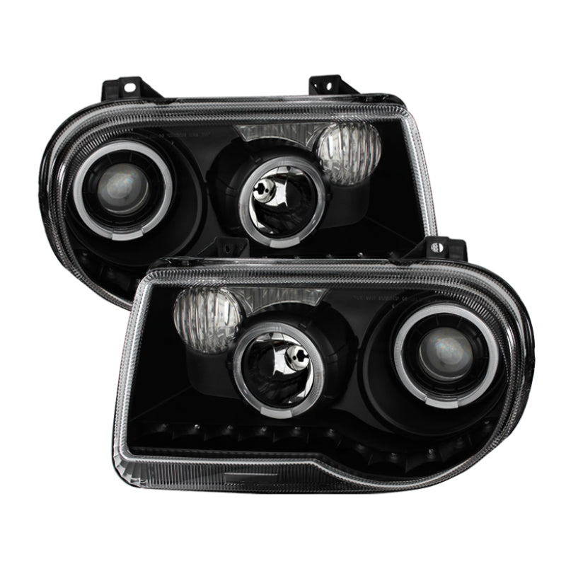 Xtune Chrysler 300C 05-10 ( Not 300 ) Halo Projector Headlights Black PRO-JH-C300C-LED-BK SPYDER