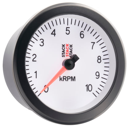 Autometer Stack Sport 88mm 0-10K RPM Tachometer - White ST100-010W