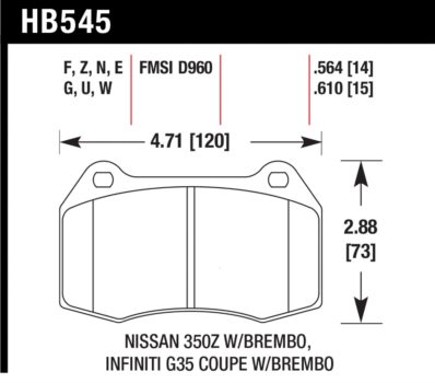 Hawk Performance Blue 9012 Front Brake Pads - HB545E.564