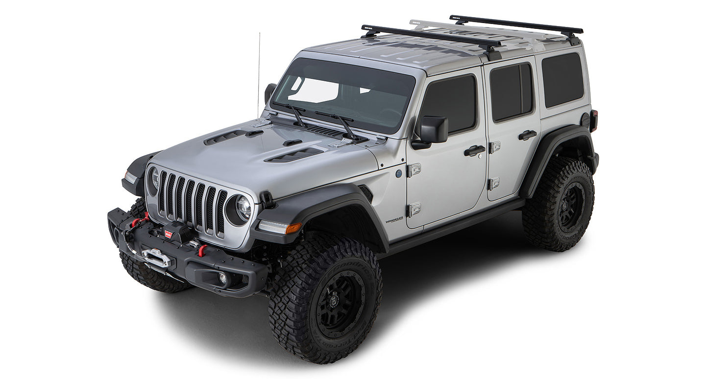 Rhino-Rack 18-21 Jeep Wrangler 4 Door SUV Heavy Duty RCL 2 Bar Backbone Roof Rack - JB0880