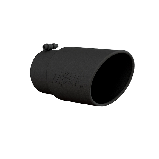 MBRP Universal Tip 6in O.D. Angled Rolled End 5 inlet 12 length - Black Finish - T5075BLK MBRP