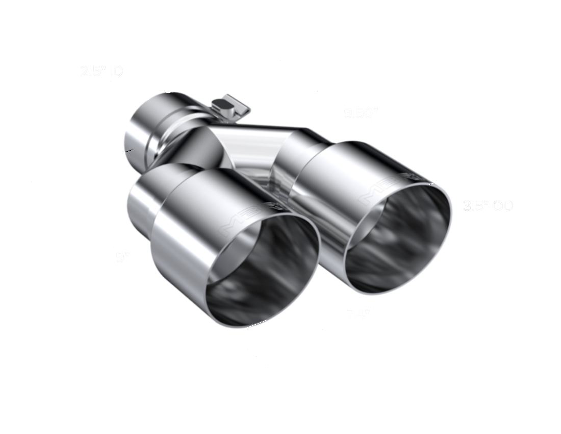 MBRP Tip, T304 Stainless Steel Tip; 2.5" inlet, Dual 3.5" OD Out single wall
