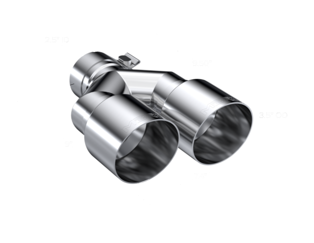 MBRP Tip, T304 Stainless Steel Tip; 2.5" inlet, Dual 3.5" OD Out single wall MBRP
