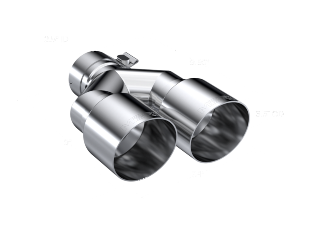 MBRP Tip, T304 Stainless Steel Tip; 2.5" inlet, Dual 3.5" OD Out single wall