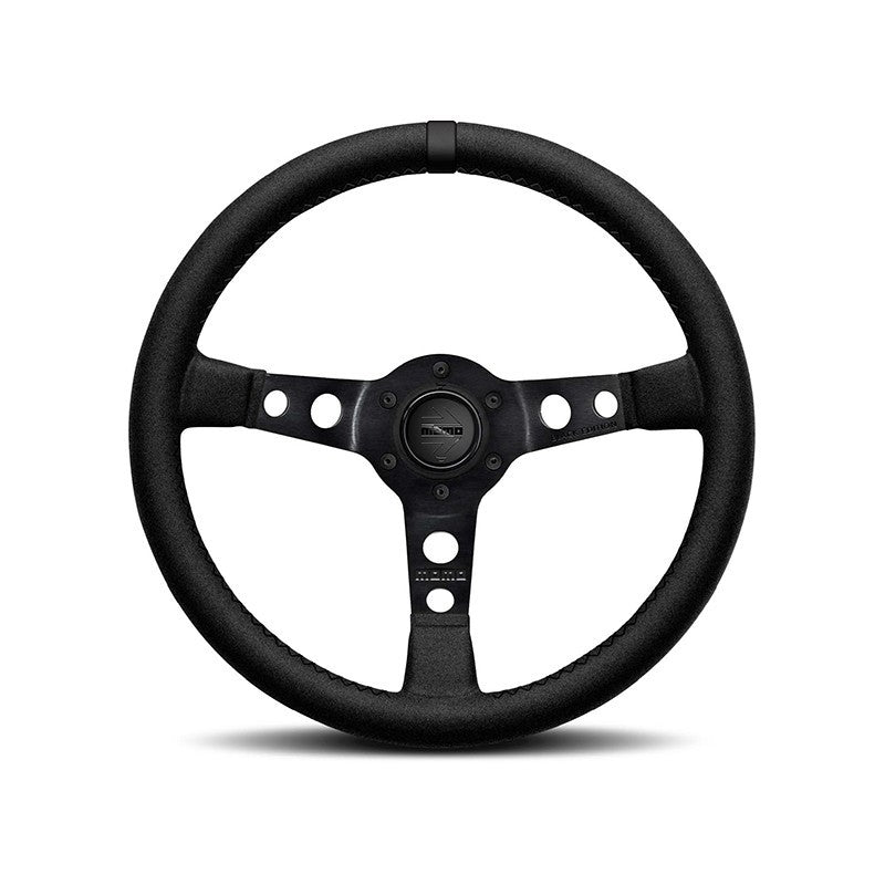 Momo MOD07 Black Edition Steering Wheel 350mm -  Black Leather/Black Spokes/Black Stitch/1 Stripe