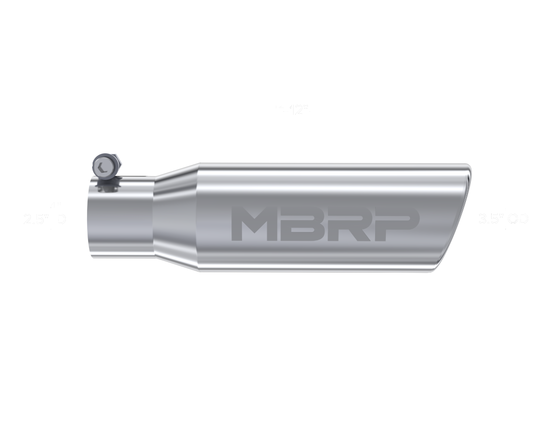 MBRP Universal Tip 3in O.D. Angled Rolled End 2 inlet 10 length - T5113 MBRP