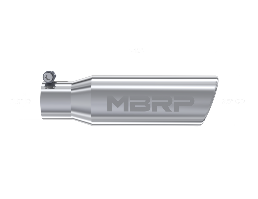 MBRP Universal Tip 3in O.D. Angled Rolled End 2 inlet 10 length - T5113