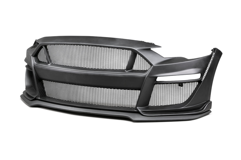 Anderson Composites 2018-2023 Ford Mustang (GT500 Style) Fiberglass Front Bumper With Fiberglass Grille/Front Lip - AC-FB18FDMU-ST-GF