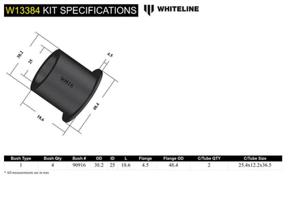 WHITELINE 1/1990-2000 LEXUS SC300 / SC400 FRONT STEERING RACK & PINION MOUNT BUSHING KIT - W13384 Whiteline