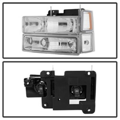 Xtune Chevy Suburban 94-98 Headlights w/ Corner & Parking Lights 8pcs Chrome HD-JH-CCK88-AM-C-SET SPYDER