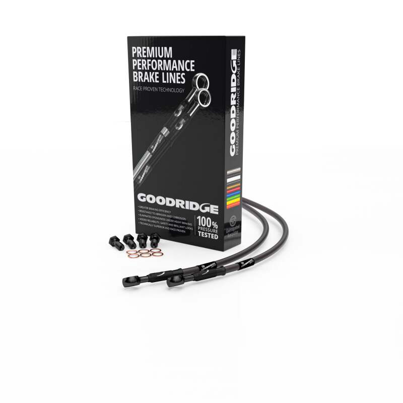 Goodridge 1986 Kawasaki GTR1000 A1 Carbon Front SS Brake Lines w/Black Fittings Goodridge