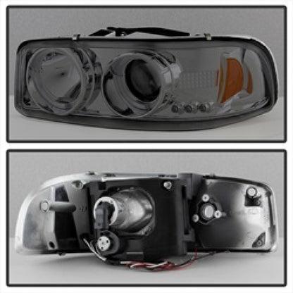 Spyder GMC Sierra 1500/2500/3500 99-06 Projector Headlights LED Halo LED Smoke PRO-YD-CDE00-HL-SMC SPYDER