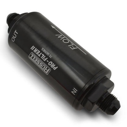 Russell Performance Profilter Fuel Filter 6.25in Long 10 Micron -6AN Inlet -10AN Outlet - Black