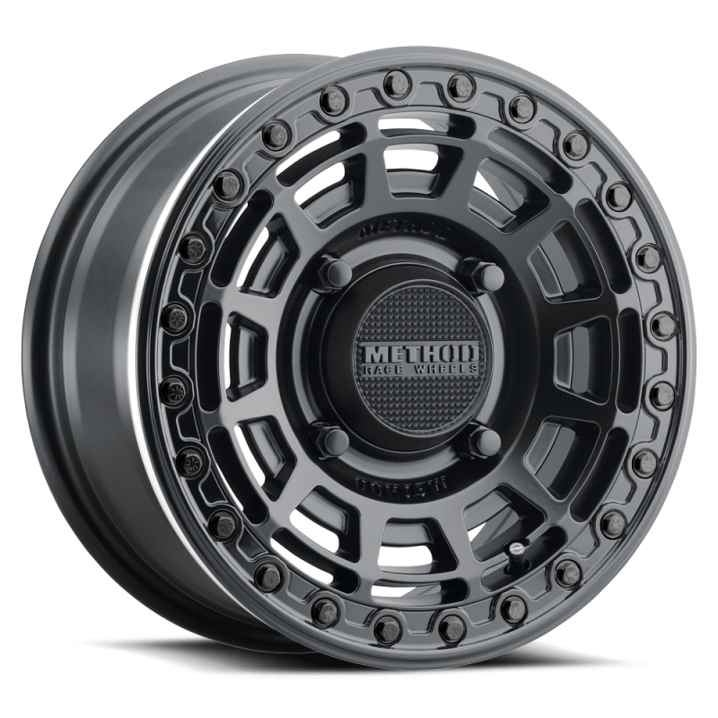 Method MR415 Beadlock 15x10 / 6+4/25mm Offset / 4x136 / 106 CB Matte Black Wheel - Gloss Black Ring