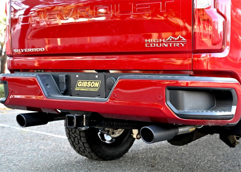 Gibson 20-21 Chevy Silverado 6.6L 2.5in Cat-Back Dual Split Exhaust System Stainless - Black Elite Gibson