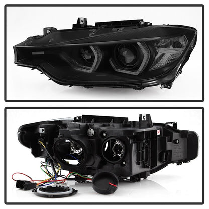 Spyder 12-14 BMW F30 3 Series 4DR Projector Headlights - LED DRL - Blk Smoke PRO-YD-BMWF3012-DRL-BSM SPYDER