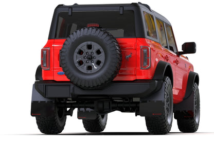 Rally Armor 21-22 Ford Bronco (Steel Bmpr - NO Rptr/Sprt - NO RR/RB) Blk Mud Flap w/Met. Blk Logo